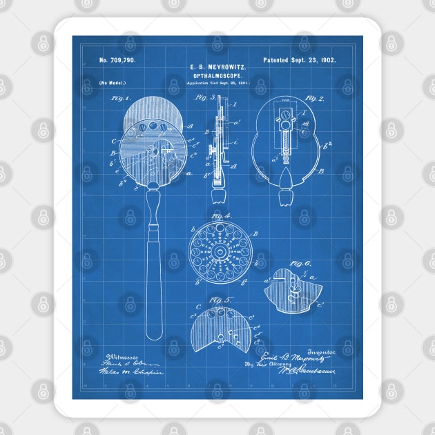 Ophthalmoscope Patent - Optometrist Eye Doctors Office Art - Blueprint Sticker by patentpress